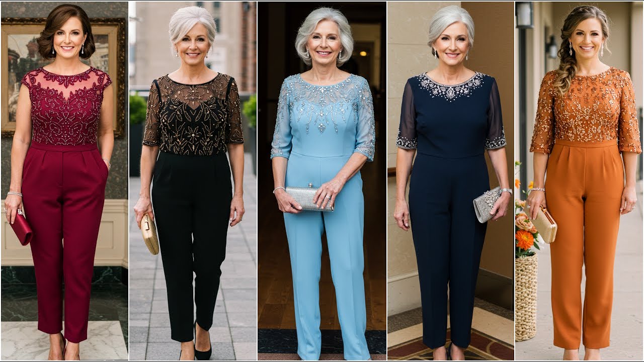 Formal Jumpsuits for Mother of Bride - Designer Wedding Jumpsuits for Over 50s - Bride's Mom Dresses