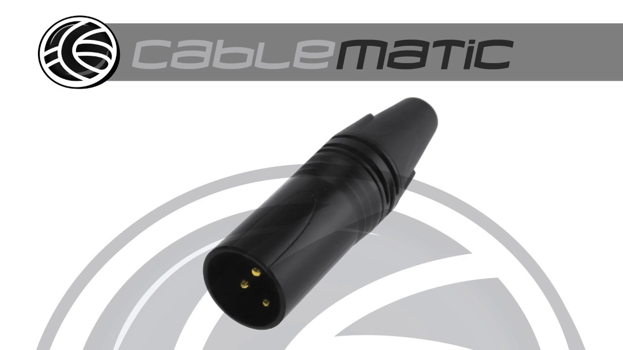 Conector XLR3 3-pin macho metálico Negro- distribuido por CABLEMATIC ®