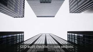 GEO audit checklist for local, national, and AI search performance