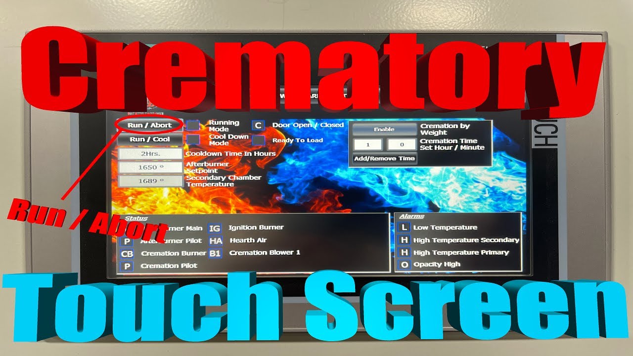 Cremation Processor Screen Crematory Touchscreen Controls - YouTube