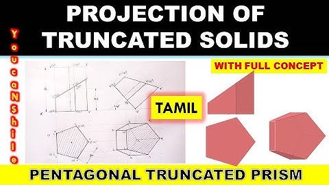 #Projectionofsolids | P.No 25 | Tamil | Penatgonal Truncated Prism Corner resting  | EG #Pravinkumar