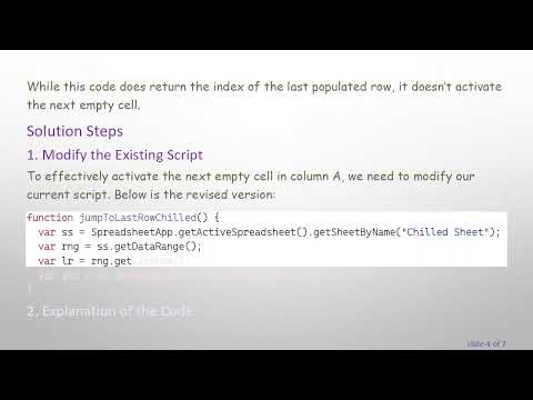 How to Activate the Next Empty Cell in Column A of Google Sheets Using Google Apps Script