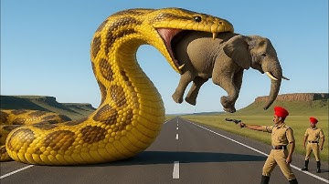 Brave heroes save hyperactive mother elephant from terrifying attack by giant python 🐘🐍