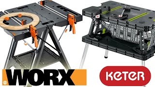 Worx Pegasus Folding Work Table VS Keter - Review and Demo This is the Superbowl of folding work tables. One can hold 1/2ton and the other is a garage ninja. Enjoy! Kreg Mobile Project Center