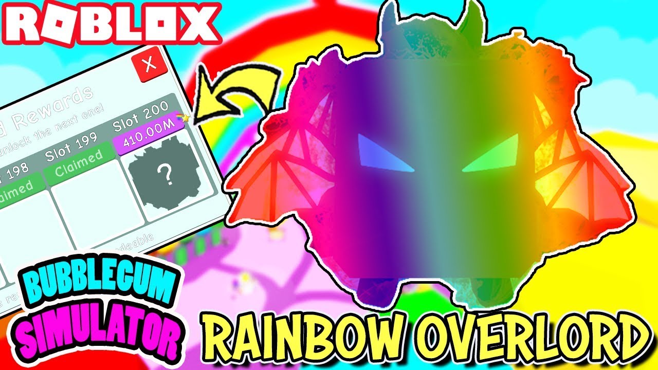 Claiming My Own Rainbow Overlord In Bubblegum Simulator Roblox Rainbow Land Rewards Prizes - roblox bubble gum simulator rainbow overlord