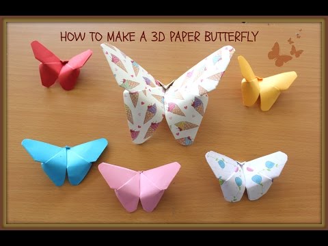 How to make an easy 3D paper BUTTERFLY. කඩදාසි සමනලයෙක් හදමු