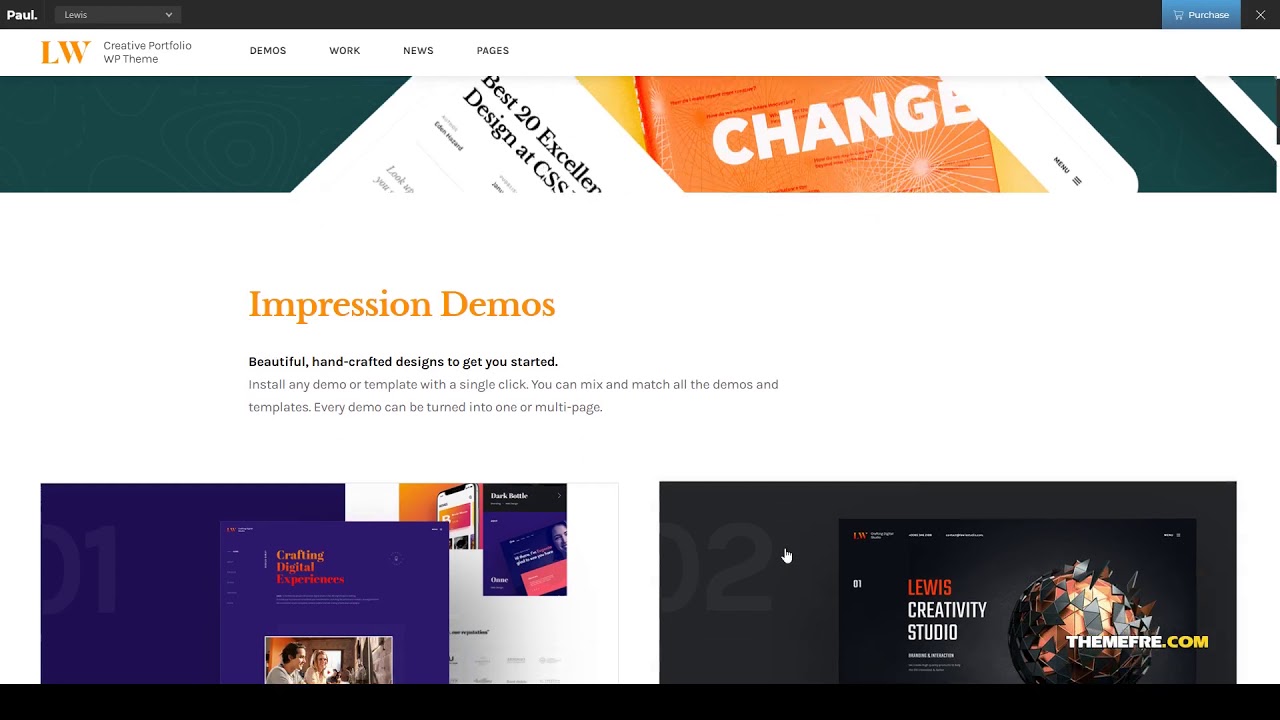 Lewis - Creative Portfolio WordPress Theme business clean Easy Create ...