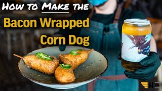 Beer Battered Bacon Wrapped Corn Dog Recipe - How To Make To -