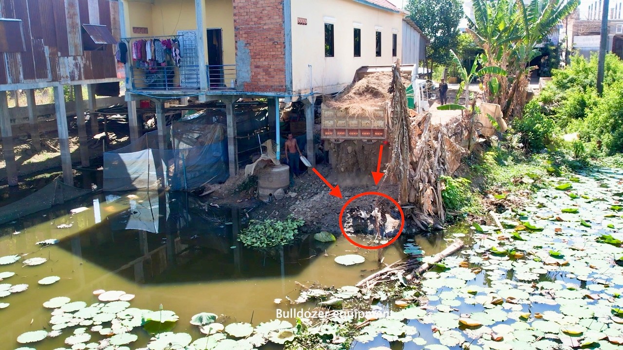 Starting New Project LANDFILL DELETED POND By Skill Driver D20P Dozer Pushing SAND & Truckload SAND