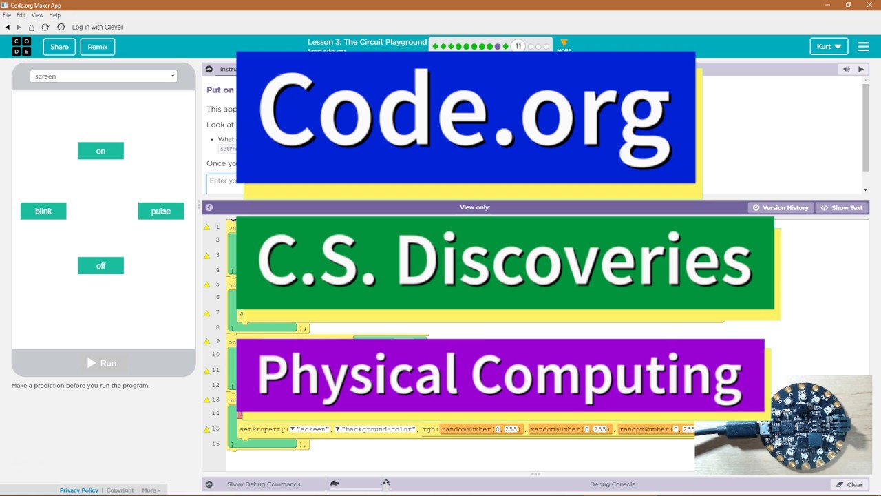 The Circuit Playground 3.11 Tutorial and Answer Code.org CS Discoveries ...