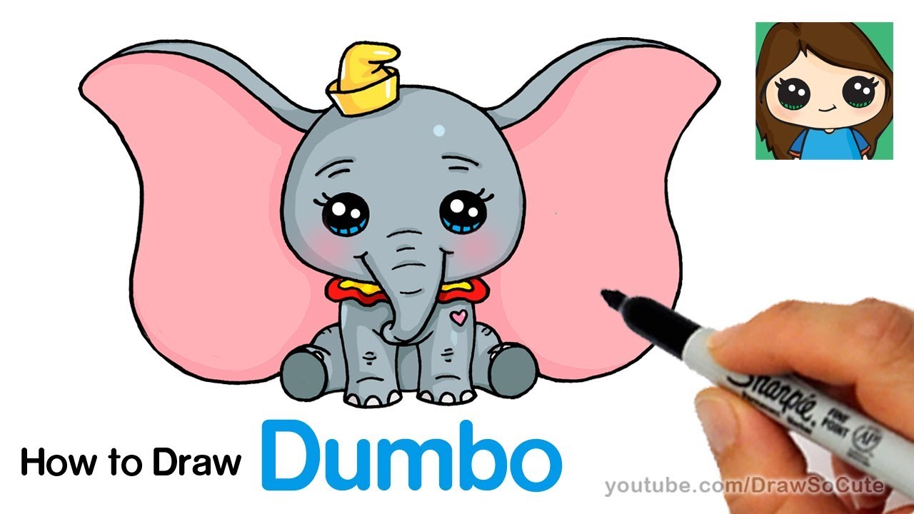 How to Draw Dumbo Easy and Cute - YouTube