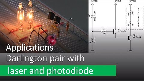 Through-beam sensors to detect red laser via  photodiode featuring a Darlington pair buffer