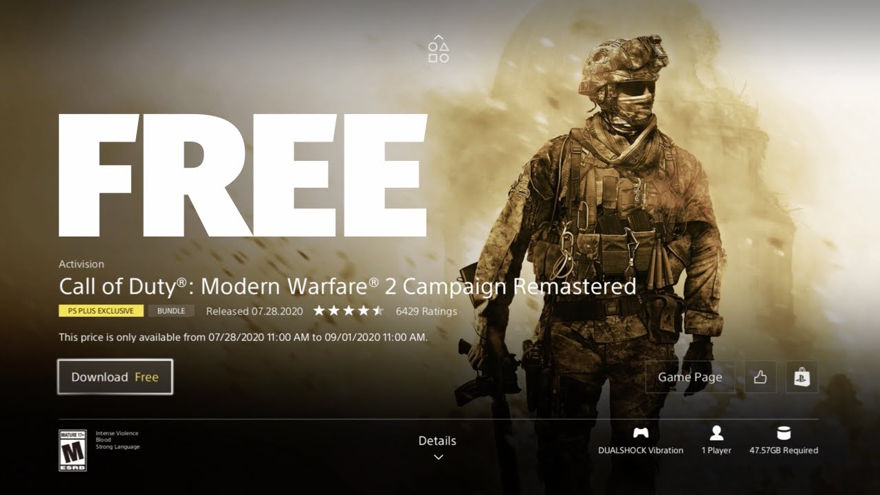 How To Get Call Of Duty Modern Warfare 2 Campaign Remastered Free On Playstation Ps4 Youtube