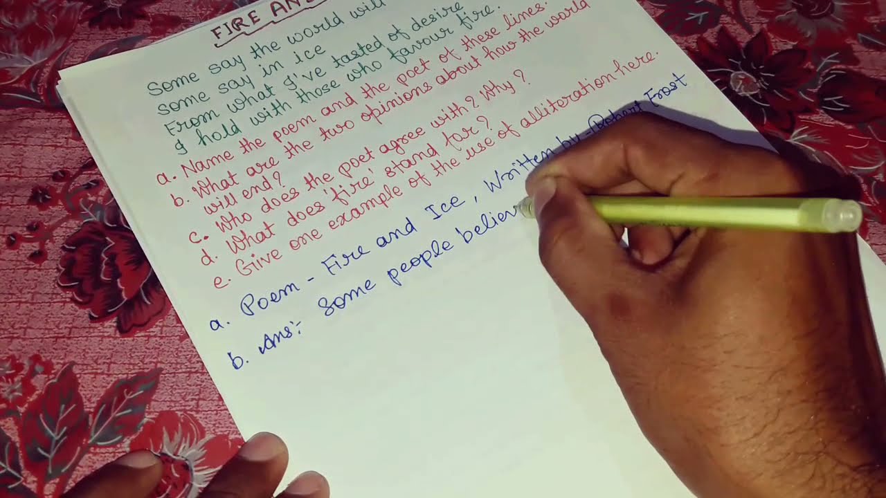 Class X English The Poem Fire And Ice Full Explanation With Q Ans Youtube