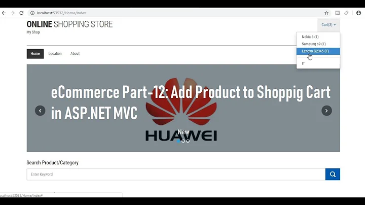 Part-12 : eCommerce Product Add to Shopping Cart in ASP.NET MVC | Dynamic Shopping Cart ASP.NET