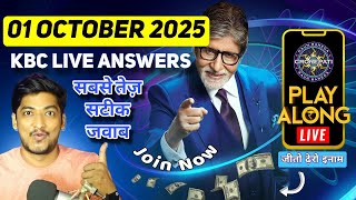 KBC Play Along Live Answer 1 October 2025 | Play KBC Live NOW and Win Big | KBC Superfast Answers