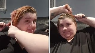 Woman Cuts Hair Using Bread Knife