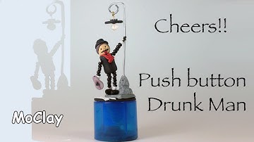 DIY Push button puppet. Drunk Man - Polymer clay tutorial
