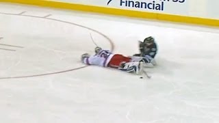 Henrik Lundqvist comes way out to stop breakaway