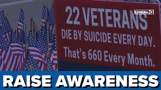 Hundreds of American flags placed in Kentucky to raise awareness on veteran suicides