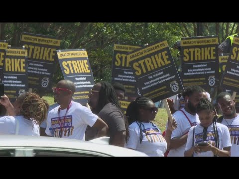 Metro Atlanta Amazon workers push for workers' rights - YouTube