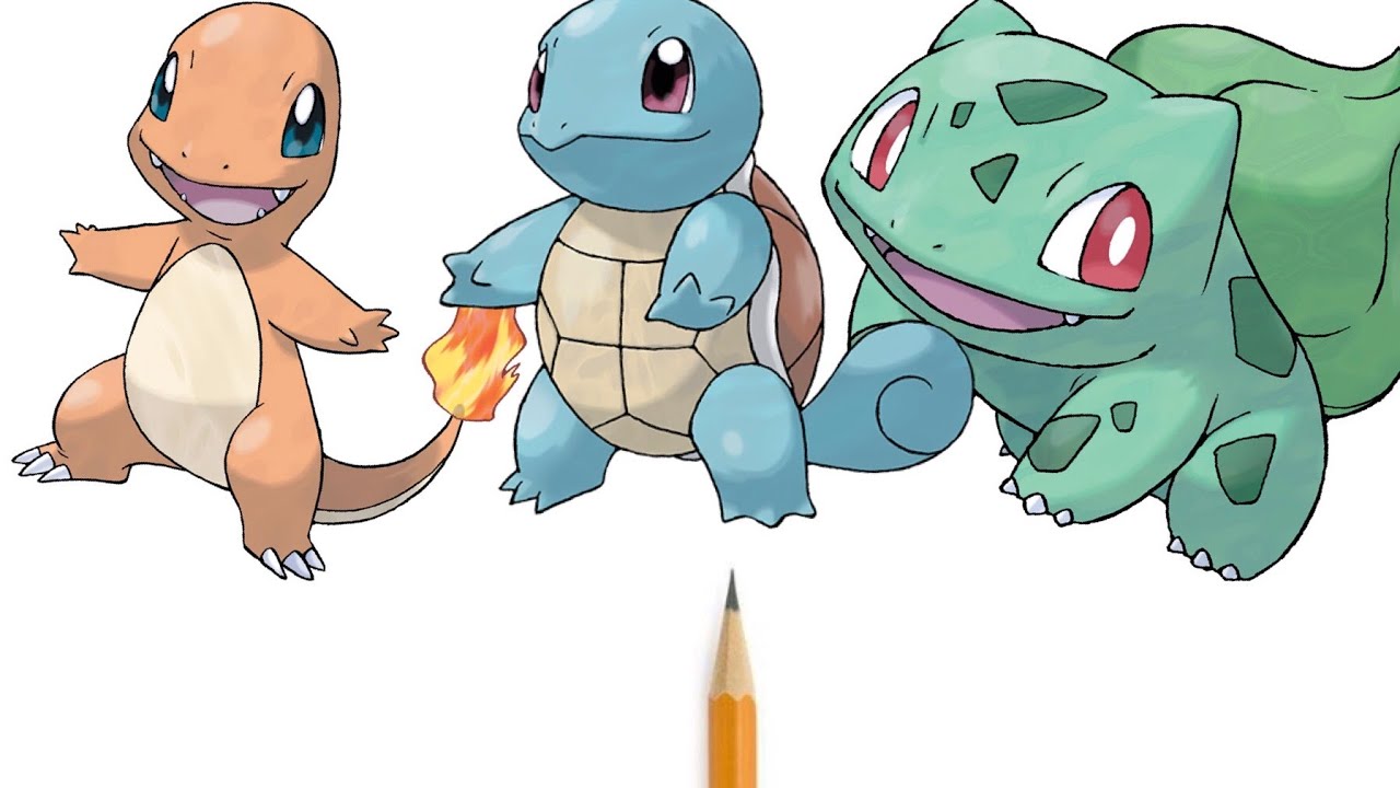 Simple Starter Pokemon Sketches Drawings with simple drawing
