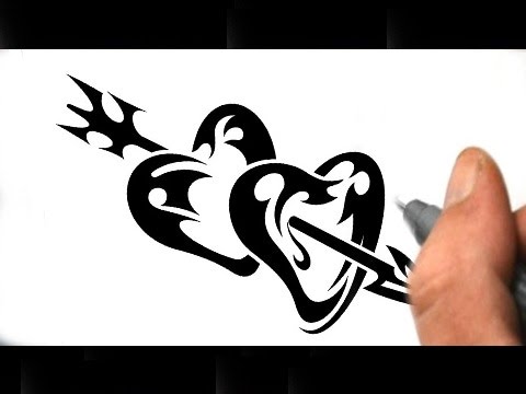 Drawing a Broken Heart Tattoo design - YouTube