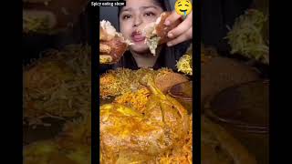 spicy chicken leg piece and chicken biryani?chickenlalipopasmrmukbangspicy biryanichickenrice