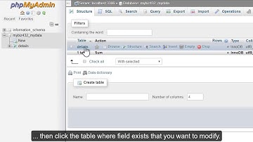 phpMyAdmin Tools - Modify Fields