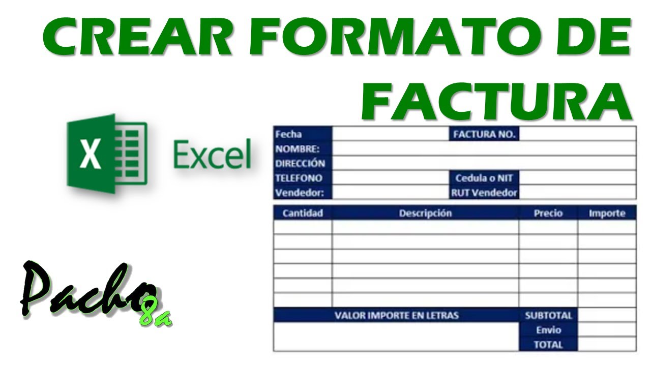Formato De Una Factura Cómo crear un formato de factura en Excel fácil y rápido - Primera parte  sin fórmulas - YouTube