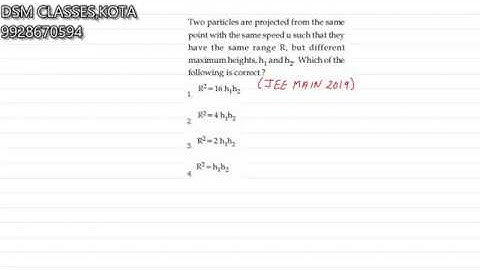 TWO particles are projected from same point with same speed u such that ......JEE MAIN 2019