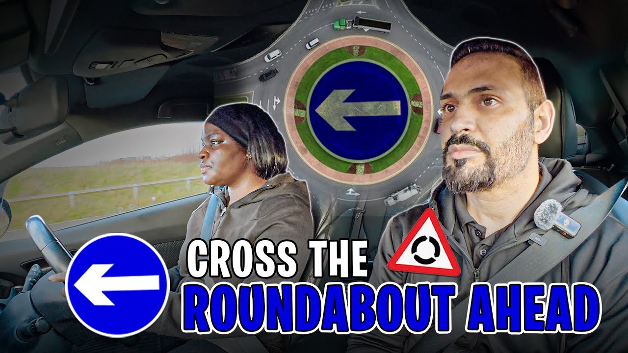 Cross the roundabout ahead | Major roundabout