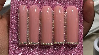 Press on nails nude bling tips Etsy shop