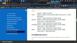 SQL injection attack, listing the database contents on non-Oracle databases