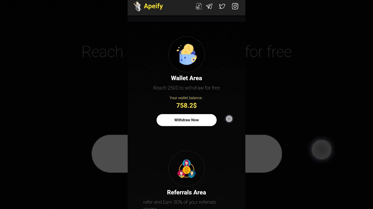 Apeify. Вывод токенов на криптокошелек 