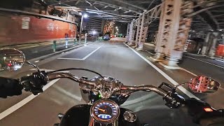 Harley Davidson Fat Boy Night Ride Ginza Shinjuku Ikebukuro Tokyo pov