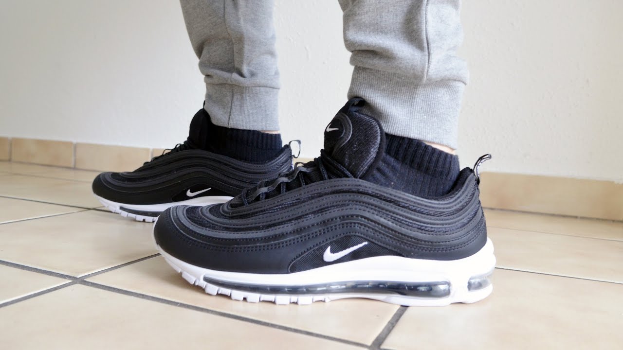 black and white air max 97 on feet