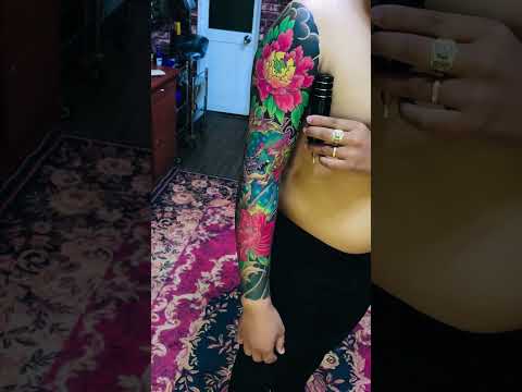 Video Hình xăm hoa mẫu đơn full tay đẹp xuất sắc,xăm hình bến cát bình dương - youtube