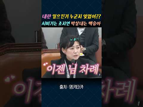 내란 원인 제공은 국짐이지!! 시비거는 조지연 탈탈 털어버리는 백승아의원 #백승아#조지연#추경호#윤석열