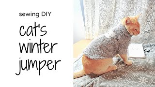 DIY Winter Jumper for Cat and Pattern linked