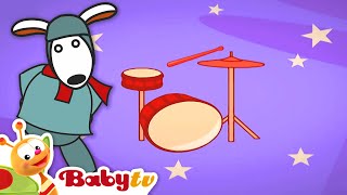 louie plays the drums learn drum names for toddlers babytv