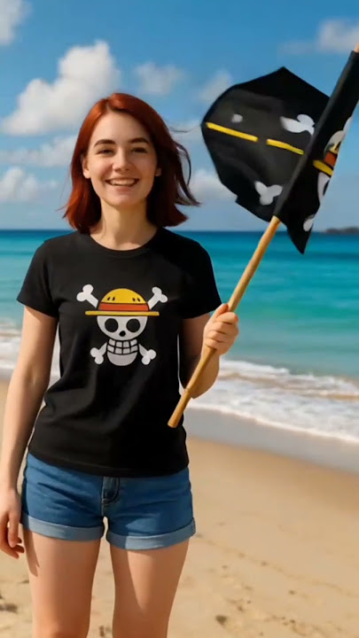 Logo viral, Cewek cantik kibarkan bendera One Piece di pantai #onepiece #jollyrogers #17agustus2025