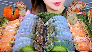 ASMR RAW SHRIMPS SEA GRAPES TOBIKO EGGS . EATING SOUNDS | LINH-ASMR