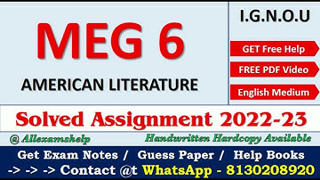 IGNOU MEG 6 SOLVED ASSIGNMENT 2022-23 | IGNOU MEG 06 American Literature Assignment 2022-23 #meg06