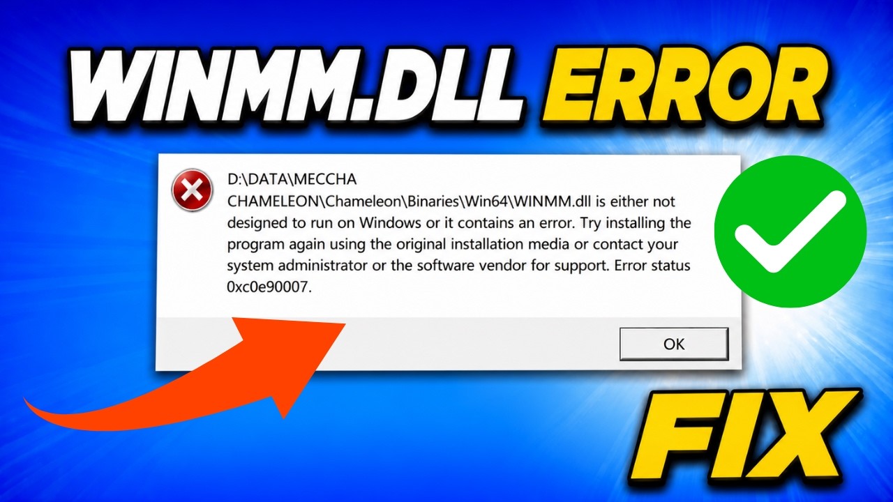 How To Fix Meccha Chameleon WINMM.dll Error | Bad Image Error Fix