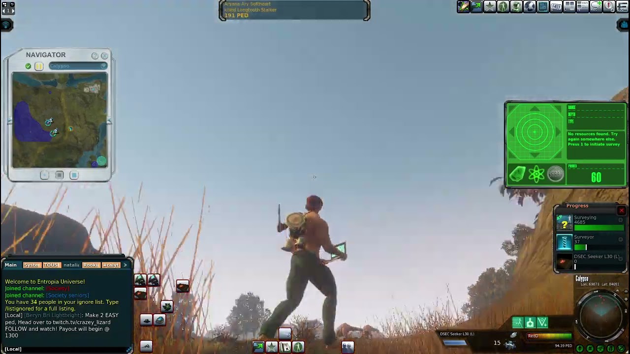 Level 7 Amp Risky Mining with Red D in Entropia Universe