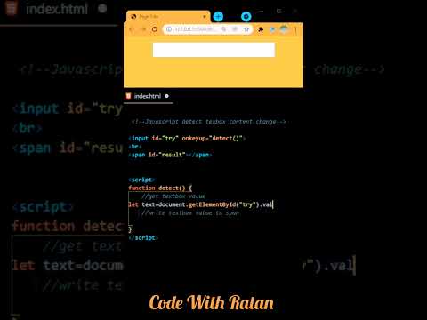 detect Input Box change in  JS #shorts #tech #codewithharry #development #javascript #codewithratan
