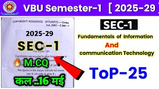 Top-25 MCQ.🔥 sec 1 fundamentals of information and communication technology | vbu semester 1 2025-29