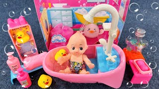 6 Minutes Satisfying with Unboxing Cute Pink Baby Bathtub Playset, Real Working Water  ASMR