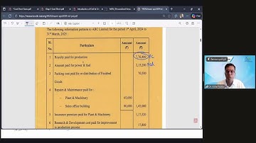 Intermediate Paper 4:CMA | Topic: Cost Sheet | Session 1 | 28 Nov, 2025